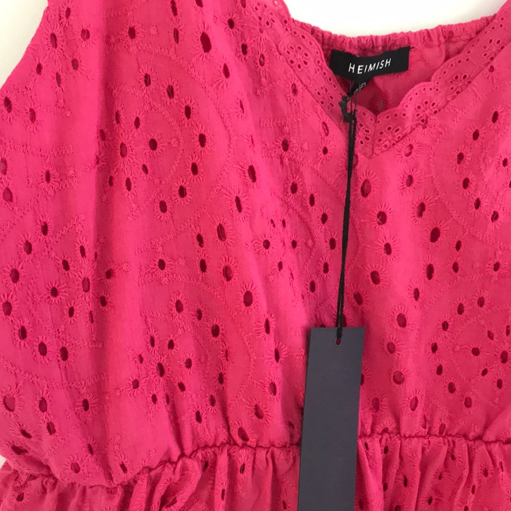 Y2K Flattering Babydoll Bust Eyelet Spaghetti-Strap Cami Pink Plus Size 3X NEW - Picture 4 of 6